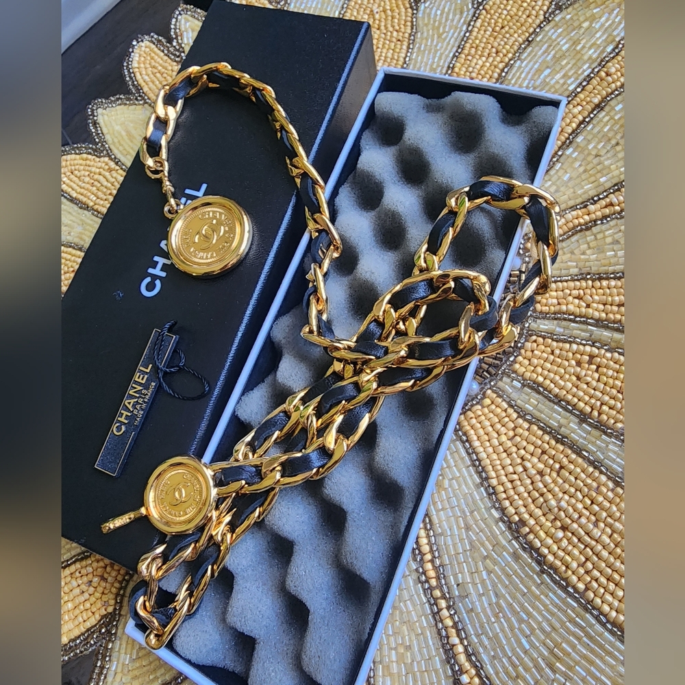 Authentic Chanel Gold and Medallion Chain Belt